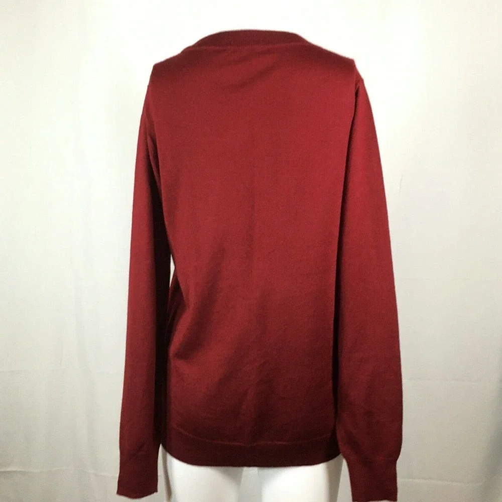 J. Crew Sweater Womens Sz M Maroon‎ Red Merino Wool Blend Pullover